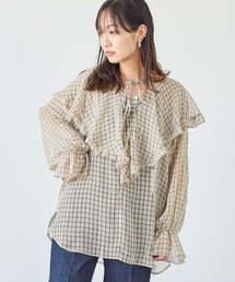 Sugar spoon | ・SUGAR SPOON チェックラッフルチュニック＊(シャツ/ブラウス)