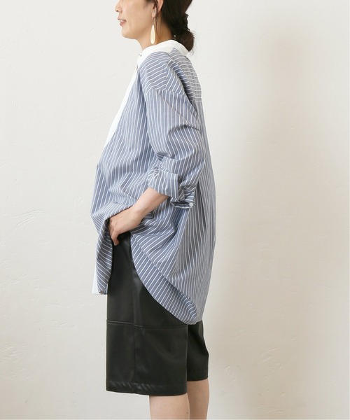 Simplicite(サンプリシテ)の「クレリック ブザム シャツ(シャツ/ブラウス・レディース・ベージュ/ブルー系その他・FREE)」の4枚目の写真