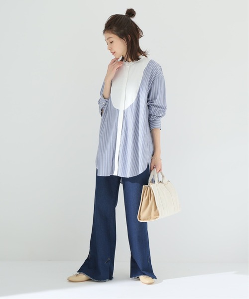 Simplicite(サンプリシテ)の「クレリック ブザム シャツ(シャツ/ブラウス・レディース・ベージュ/ブルー系その他・FREE)」の5枚目の写真