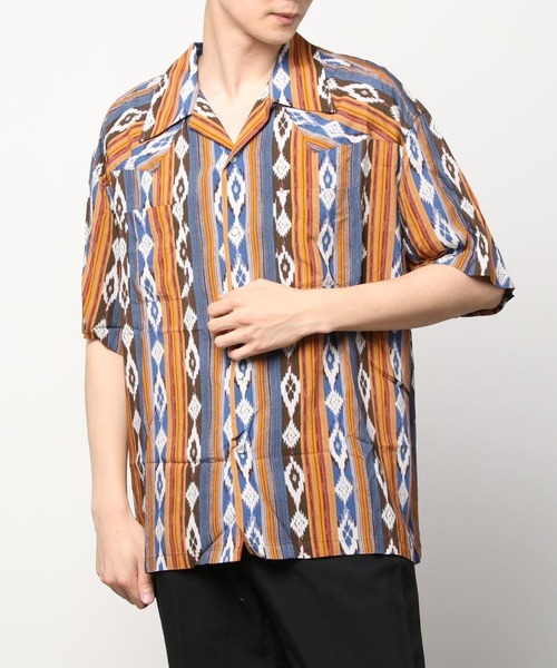 AMERICAN RAG CIE（アメリカンラグシー）の「イカットプリントウエスタンカウボーイオープンカラーシャツ（シャツ/ブラウス・メンズ・ブラック/オレンジ・L/M）」の14枚目の写真