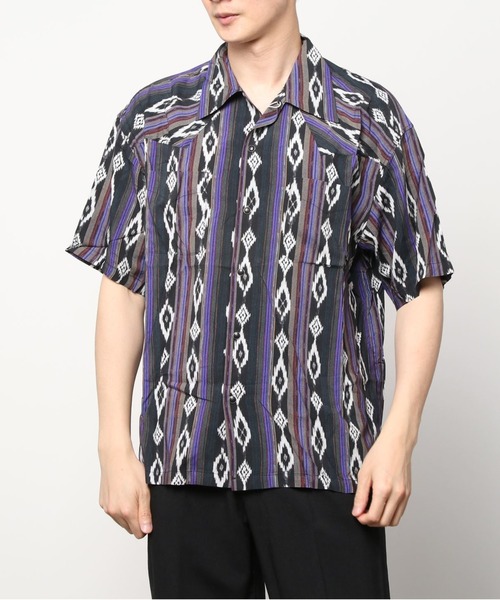 AMERICAN RAG CIE（アメリカンラグシー）の「イカットプリントウエスタンカウボーイオープンカラーシャツ（シャツ/ブラウス・メンズ・ブラック/オレンジ・L/M）」の13枚目の写真