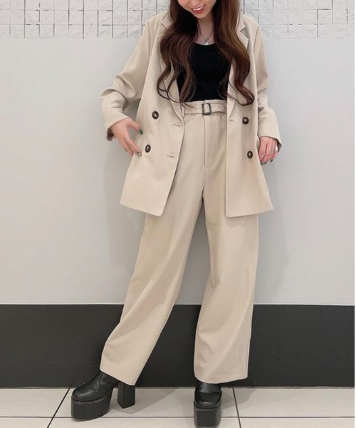 one way（ワンウェイ）の「【oneway】2タックプレスパンツ（スラックス・レディース・ライトグリーン/パープル/ブラウン系その他/ベージュ・FREE）」の2枚目の写真