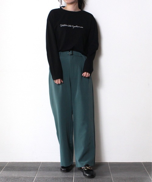 one way（ワンウェイ）の「【oneway】2タックプレスパンツ（スラックス・レディース・ライトグリーン/パープル/ブラウン系その他/ベージュ・FREE）」の3枚目の写真