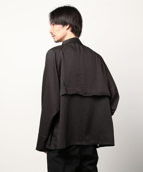 SITRY（シトリー）の「raglan sleeve wide trench shirt Jacket/ラグランスリーブ ワイド トレンチ シャツジャケット（シャツ/ブラウス・メンズ・ブラック/オフホワイト/ラベンダー/グレイッシュベージュ・M/L）」の13枚目の写真