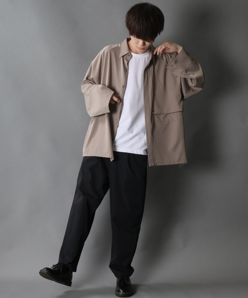 SITRY（シトリー）の「raglan sleeve wide trench shirt Jacket/ラグランスリーブ ワイド トレンチ シャツジャケット（シャツ/ブラウス・メンズ・ブラック/オフホワイト/ラベンダー/グレイッシュベージュ・M/L）」の21枚目の写真