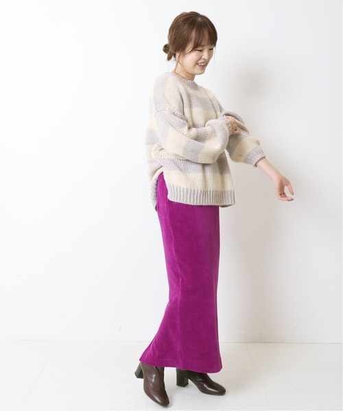 Simplicite（サンプリシテ）の「コーデュロイタイトロングスカート◆（スカート・レディース・ホワイト/ブラック/パープル・FREE）」の13枚目の写真