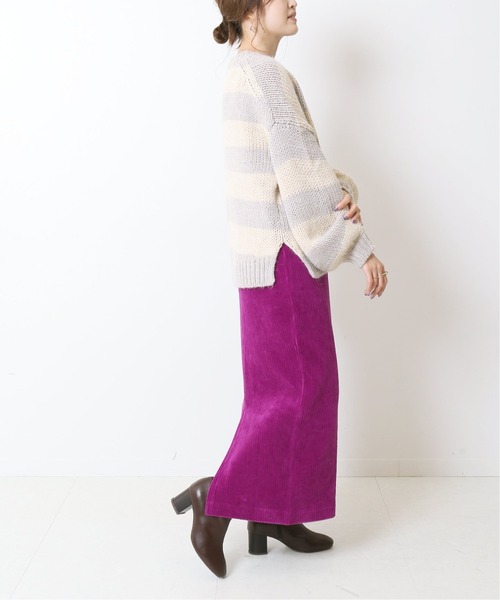 Simplicite（サンプリシテ）の「コーデュロイタイトロングスカート◆（スカート・レディース・ホワイト/ブラック/パープル・FREE）」の17枚目の写真