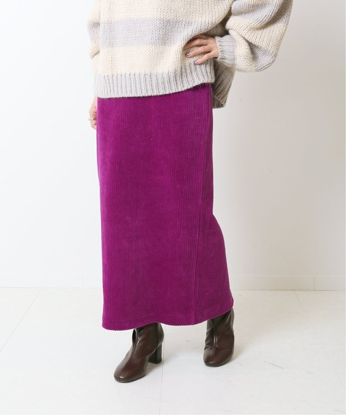 Simplicite（サンプリシテ）の「コーデュロイタイトロングスカート◆（スカート・レディース・ホワイト/ブラック/パープル・FREE）」の10枚目の写真