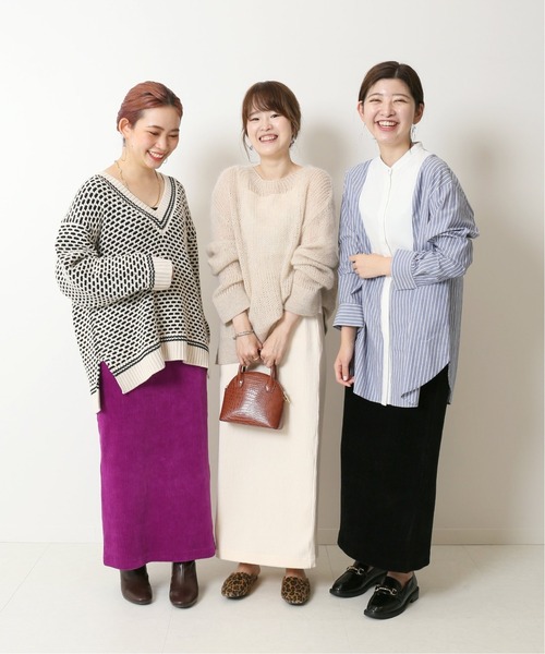 Simplicite（サンプリシテ）の「コーデュロイタイトロングスカート◆（スカート・レディース・ホワイト/ブラック/パープル・FREE）」の22枚目の写真