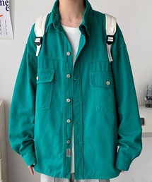 オーバーサイズ カラーデニムシャツ ドロップショルダー