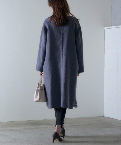 12Twelve Agenda（トゥエルブ　アジェンダ）の「フードストール付リバーシブルウールロングコート（ダウンジャケット/コート・レディース・チャコールグレー/カーキ・M）」の17枚目の写真