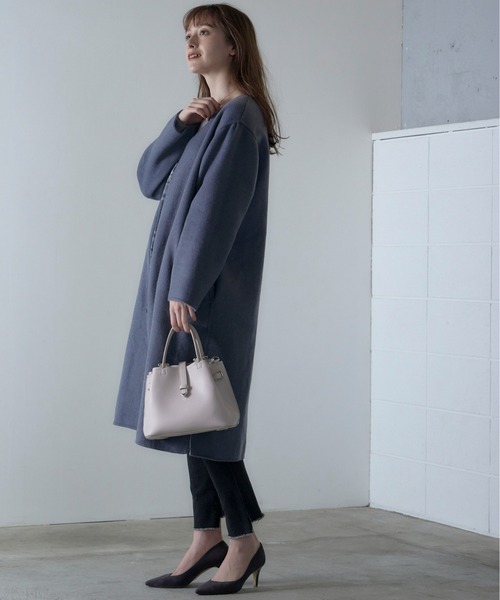 12Twelve Agenda（トゥエルブ　アジェンダ）の「フードストール付リバーシブルウールロングコート（ダウンジャケット/コート・レディース・チャコールグレー/カーキ・M）」の15枚目の写真