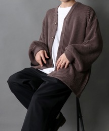 SITRY | Balloon Sleeve Big silhouette Knit Cardigan/バルーンスリーブ ビッグシルエット ニット カーディガン/カーデ(カーディガン/ボレロ)