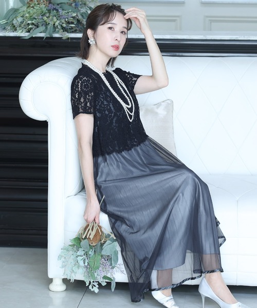 ワンピース ドレス Pourvous プールヴー のドレス 結婚式パーティードレスチュールプリーツ袖あり ミモレ丈大きいサイズフォーマル を購入できます Pourvous ドレス 結婚式パーティードレスチュールプリーツ袖あり ミモレ丈大きいサイズフォーマル