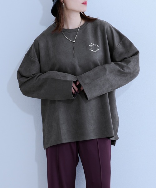 Ellno Loset(エルノロゼット)の「ヌバックタッチプルオーバー(Tシャツ/カットソー・メンズ・チャコールグレー/ライトグレー・MEDIUM/LARGE)」の7枚目の写真