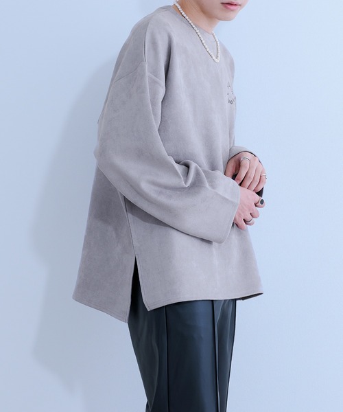 Ellno Loset(エルノロゼット)の「ヌバックタッチプルオーバー(Tシャツ/カットソー・メンズ・チャコールグレー/ライトグレー・MEDIUM/LARGE)」の6枚目の写真