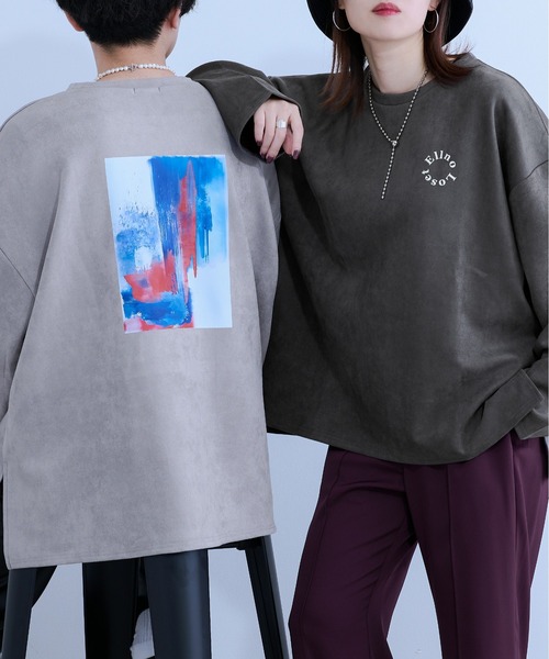 Ellno Loset(エルノロゼット)の「ヌバックタッチプルオーバー(Tシャツ/カットソー・メンズ・チャコールグレー/ライトグレー・MEDIUM/LARGE)」の5枚目の写真