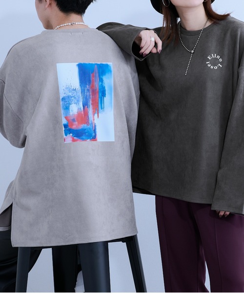 Ellno Loset(エルノロゼット)の「ヌバックタッチプルオーバー(Tシャツ/カットソー・メンズ・チャコールグレー/ライトグレー・MEDIUM/LARGE)」の4枚目の写真