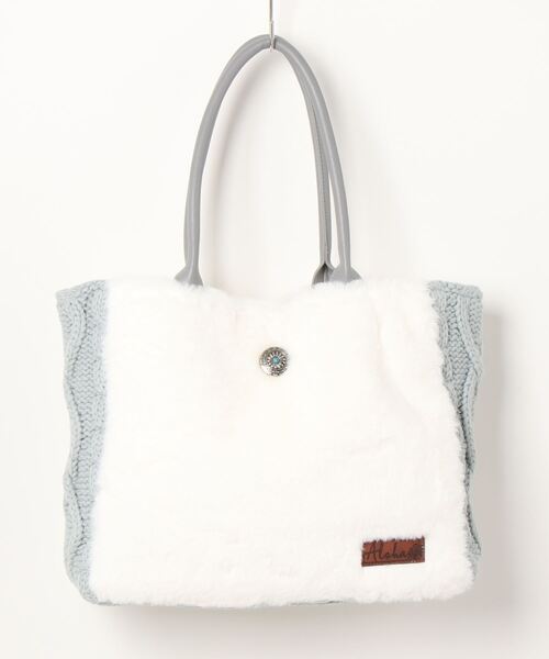 Kahiko(カヒコ)の「【Kahiko】ファーニットビーチバッグ(トートバッグ・レディース・ホワイト/ベージュ/ネイビー/ブラック/オフホワイト/ホワイト×グレー/グレー/カーキ・FREE)」の4枚目の写真