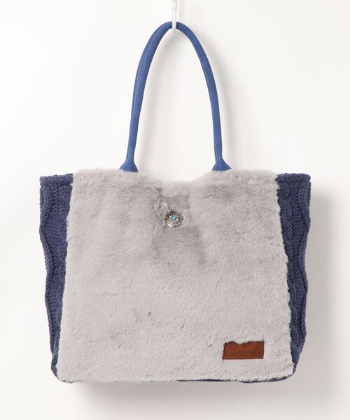 Kahiko(カヒコ)の「【Kahiko】ファーニットビーチバッグ(トートバッグ・レディース・ホワイト/ベージュ/ネイビー/ブラック/オフホワイト/ホワイト×グレー/グレー/カーキ・FREE)」の8枚目の写真