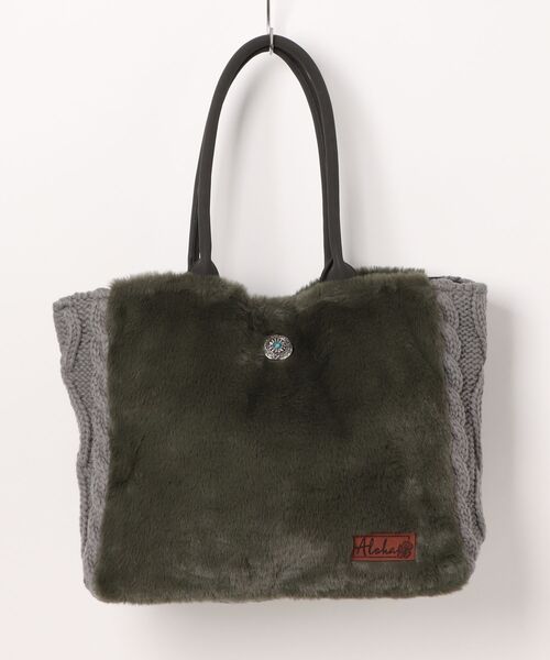 Kahiko(カヒコ)の「【Kahiko】ファーニットビーチバッグ(トートバッグ・レディース・ホワイト/ベージュ/ネイビー/ブラック/オフホワイト/ホワイト×グレー/グレー/カーキ・FREE)」の7枚目の写真