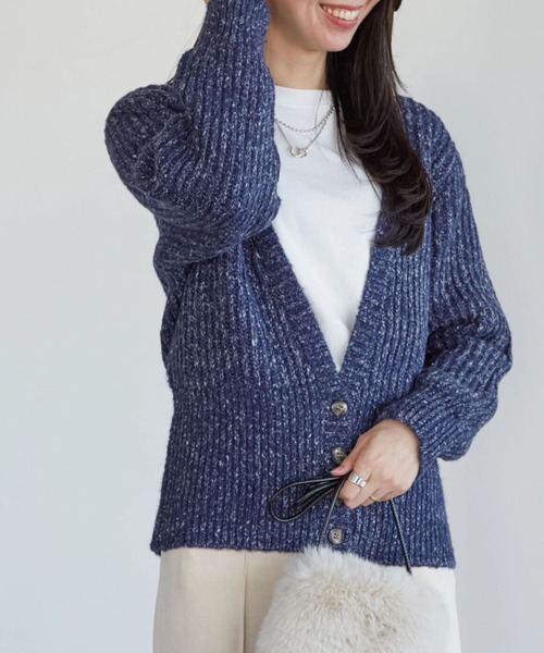 Furryrate(ファーリーレート)の「・furry rate MIXリブカーディガン*(カーディガン/ボレロ・レディース・ネイビー/ブラウン/レッド・FREE)」の2枚目の写真