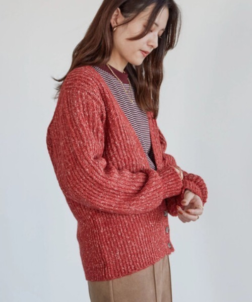 Furryrate(ファーリーレート)の「・furry rate MIXリブカーディガン*(カーディガン/ボレロ・レディース・ネイビー/ブラウン/レッド・FREE)」の3枚目の写真