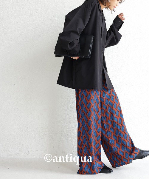 antiqua（アンティカ）の「レトロ柄ワイドパンツ（その他パンツ・レディース・パープル/ブルー・FREE）」の4枚目の写真