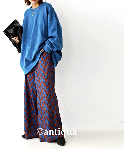 antiqua（アンティカ）の「レトロ柄ワイドパンツ（その他パンツ・レディース・パープル/ブルー・FREE）」の7枚目の写真