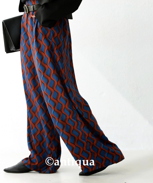 antiqua（アンティカ）の「レトロ柄ワイドパンツ（その他パンツ・レディース・パープル/ブルー・FREE）」の5枚目の写真