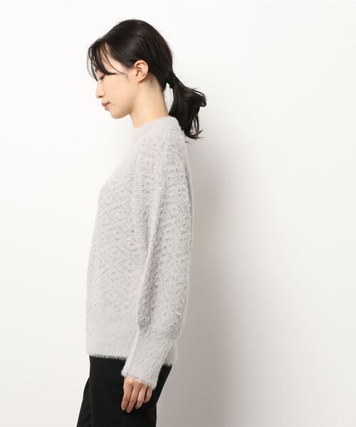 Te chichi（テチチ）の「幾何柄編みシャギーニット（ニット/セーター・レディース・グレー/チャコール/オフホワイト・ﾌﾘ-）」の4枚目の写真