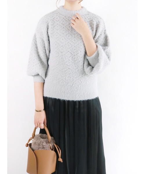 Te chichi（テチチ）の「幾何柄編みシャギーニット（ニット/セーター・レディース・グレー/チャコール/オフホワイト・ﾌﾘ-）」の2枚目の写真