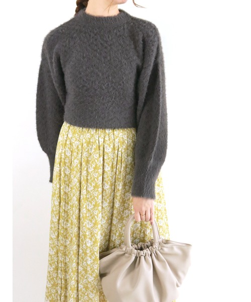 Te chichi（テチチ）の「幾何柄編みシャギーニット（ニット/セーター・レディース・グレー/チャコール/オフホワイト・ﾌﾘ-）」の3枚目の写真