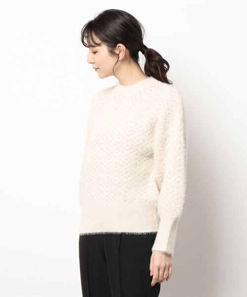 Te chichi（テチチ）の「幾何柄編みシャギーニット（ニット/セーター・レディース・グレー/チャコール/オフホワイト・ﾌﾘ-）」の6枚目の写真