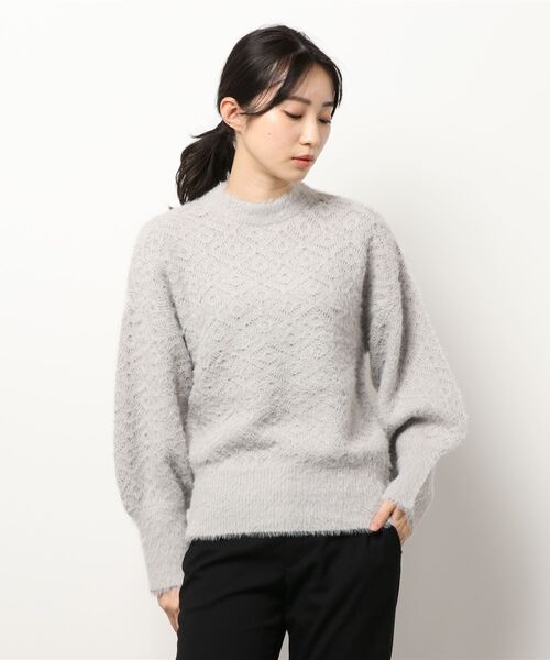 Te chichi（テチチ）の「幾何柄編みシャギーニット（ニット/セーター・レディース・グレー/チャコール/オフホワイト・ﾌﾘ-）」の7枚目の写真