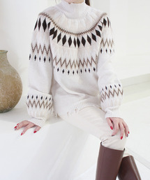 MODE ROBE（モードローブ）の「ノルディック柄ダメージデザインニット（ニット/セーター）」