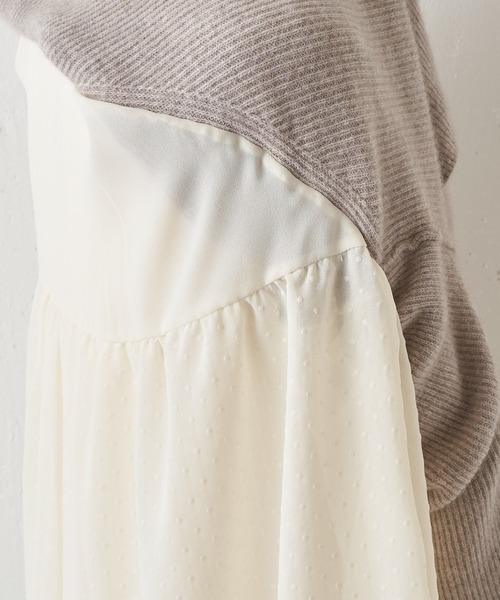 BEARDSLEY（ビアズリー）の「レイヤード風スタイルが簡単に楽しめるラクーン混ドットコンビニット（ニット/セーター・レディース・ベージュ/ダークグレー・FREE）」の8枚目の写真