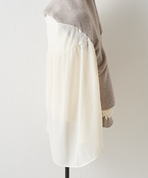 BEARDSLEY（ビアズリー）の「レイヤード風スタイルが簡単に楽しめるラクーン混ドットコンビニット（ニット/セーター・レディース・ベージュ/ダークグレー・FREE）」の12枚目の写真