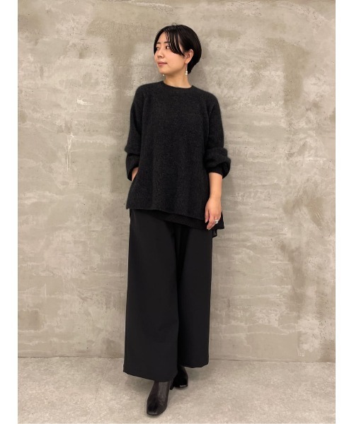 BEARDSLEY（ビアズリー）の「レイヤード風スタイルが簡単に楽しめるラクーン混ドットコンビニット（ニット/セーター・レディース・ベージュ/ダークグレー・FREE）」の13枚目の写真