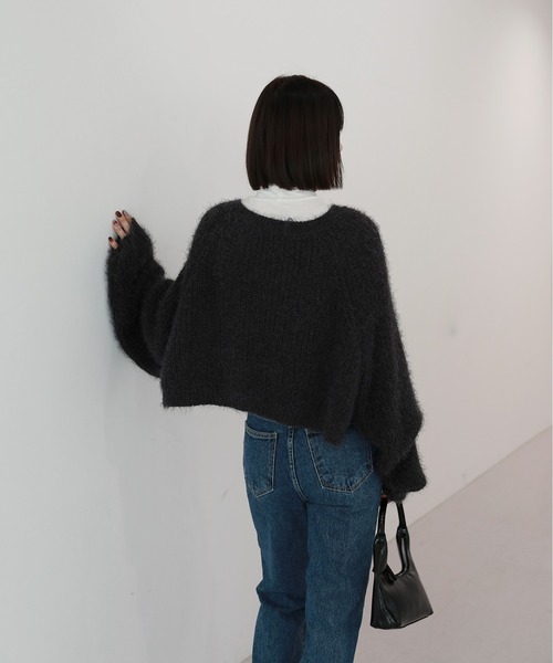 by muni:r（バイ ムニール）の「クロップボレロニットカーディガン（カーディガン/ボレロ・レディース・ベージュ/ミント/チャコール・FREE）」の4枚目の写真