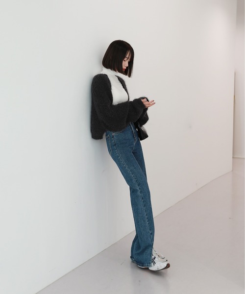 by muni:r（バイ ムニール）の「クロップボレロニットカーディガン（カーディガン/ボレロ・レディース・ベージュ/ミント/チャコール・FREE）」の9枚目の写真