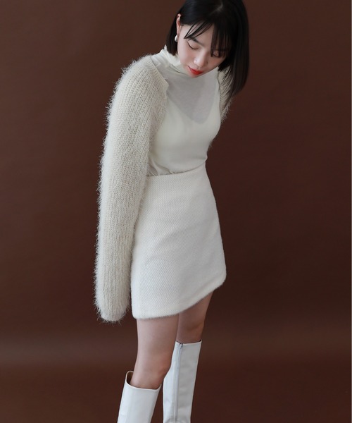 by muni:r（バイ ムニール）の「クロップボレロニットカーディガン（カーディガン/ボレロ・レディース・ベージュ/ミント/チャコール・FREE）」の6枚目の写真