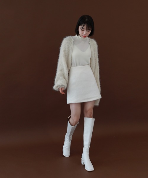 by muni:r（バイ ムニール）の「クロップボレロニットカーディガン（カーディガン/ボレロ・レディース・ベージュ/ミント/チャコール・FREE）」の14枚目の写真