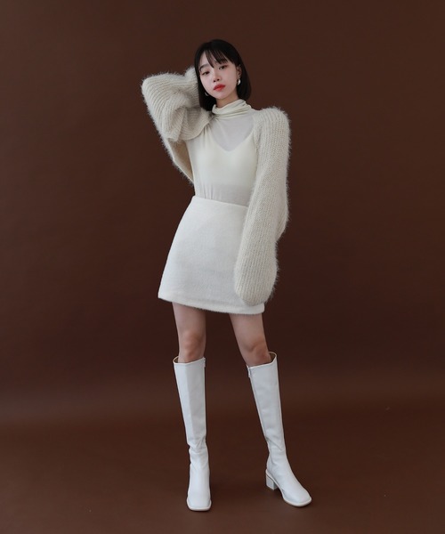 by muni:r（バイ ムニール）の「クロップボレロニットカーディガン（カーディガン/ボレロ・レディース・ベージュ/ミント/チャコール・FREE）」の18枚目の写真