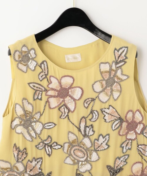 GRACE CLASS（グレースクラス）の「フラワー刺繍ノースリーブ（タンクトップ・レディース・イエロー/ラベンダー・36）」の8枚目の写真