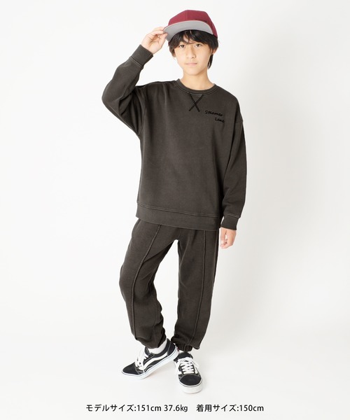 GLAZOS（グラソス）の「[ワイドテーパード]裏毛・ピグメントパンツ【セットアップ対応】（スウェットパンツ・キッズ・ブラック/ブルー/グリーン・160cm/170cm/130cm/140cm/150cm）」の6枚目の写真