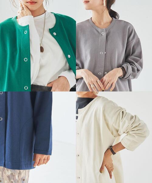 coen（コーエン）の「USAコットン裏毛スウェットミディアム丈カーディガン（WEB限定カラー）（カーディガン/ボレロ・レディース・オフホワイト/ケリー/ネイビー/グレー・FREE）」の20枚目の写真