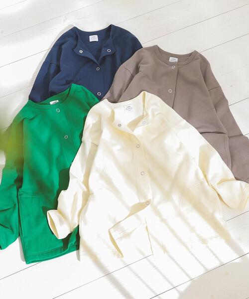 coen（コーエン）の「USAコットン裏毛スウェットミディアム丈カーディガン（WEB限定カラー）（カーディガン/ボレロ・レディース・オフホワイト/ケリー/ネイビー/グレー・FREE）」の21枚目の写真