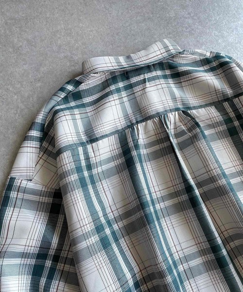 JUGLANS(ユグランス)の「☆ 一枚で主役級。チェック柄ロングカフスショート丈シャツ S1575(シャツ/ブラウス・レディース・ピンク/グリーン・FREE)」の7枚目の写真