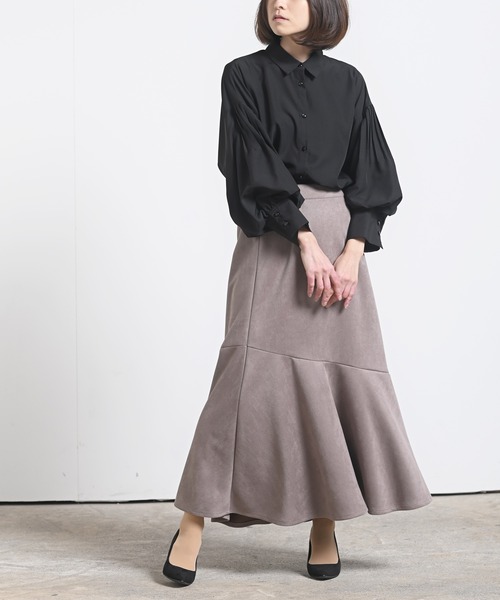 rps（アールピーエス）の「スパンブロードボリュームタック袖ブラウス（シャツ/ブラウス・レディース・ブラック/オフホワイト/ラベンダー/ダークグリーン・M/フリー）」の16枚目の写真